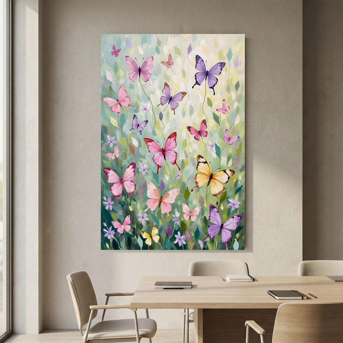 Butterfly Wall Art Pastel Colours Minimalist Abstract Canvas