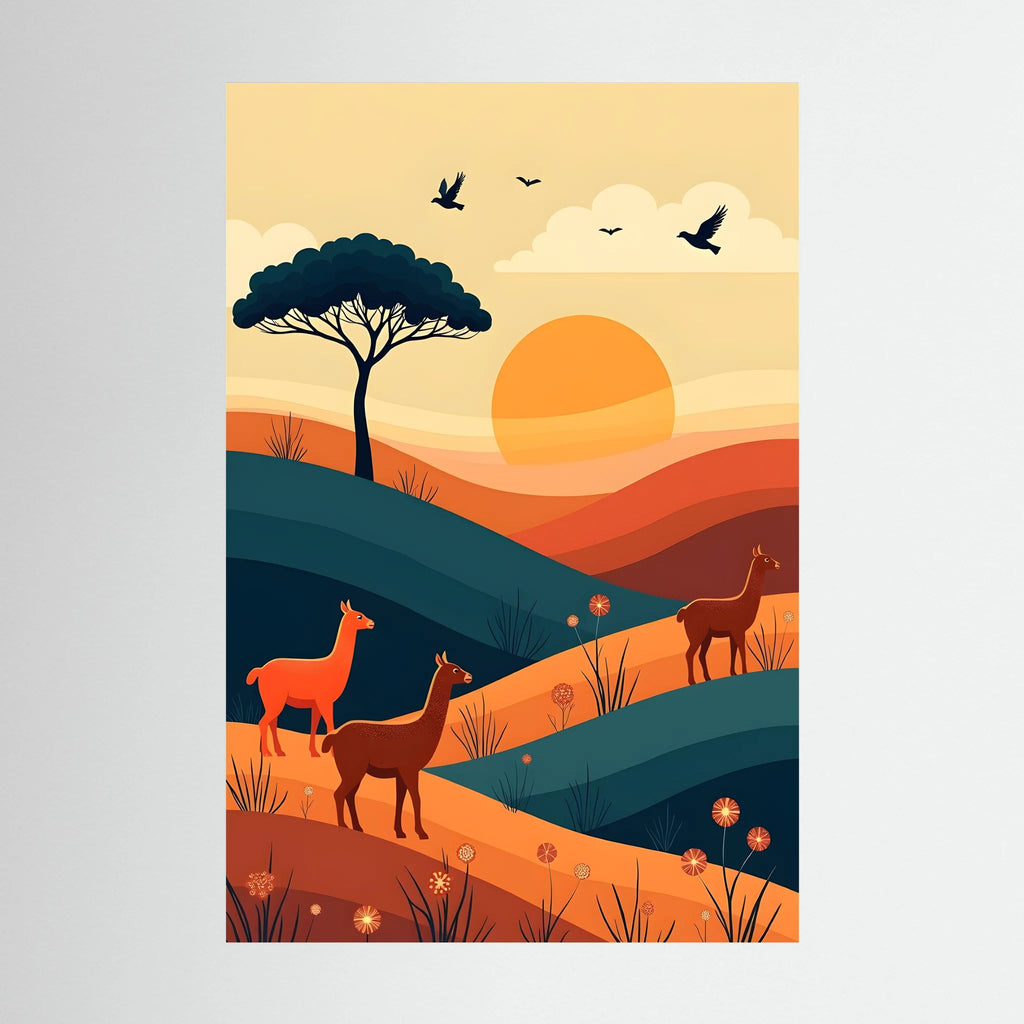 Trio Of Alpaca On Planes Canvas Wall Art
