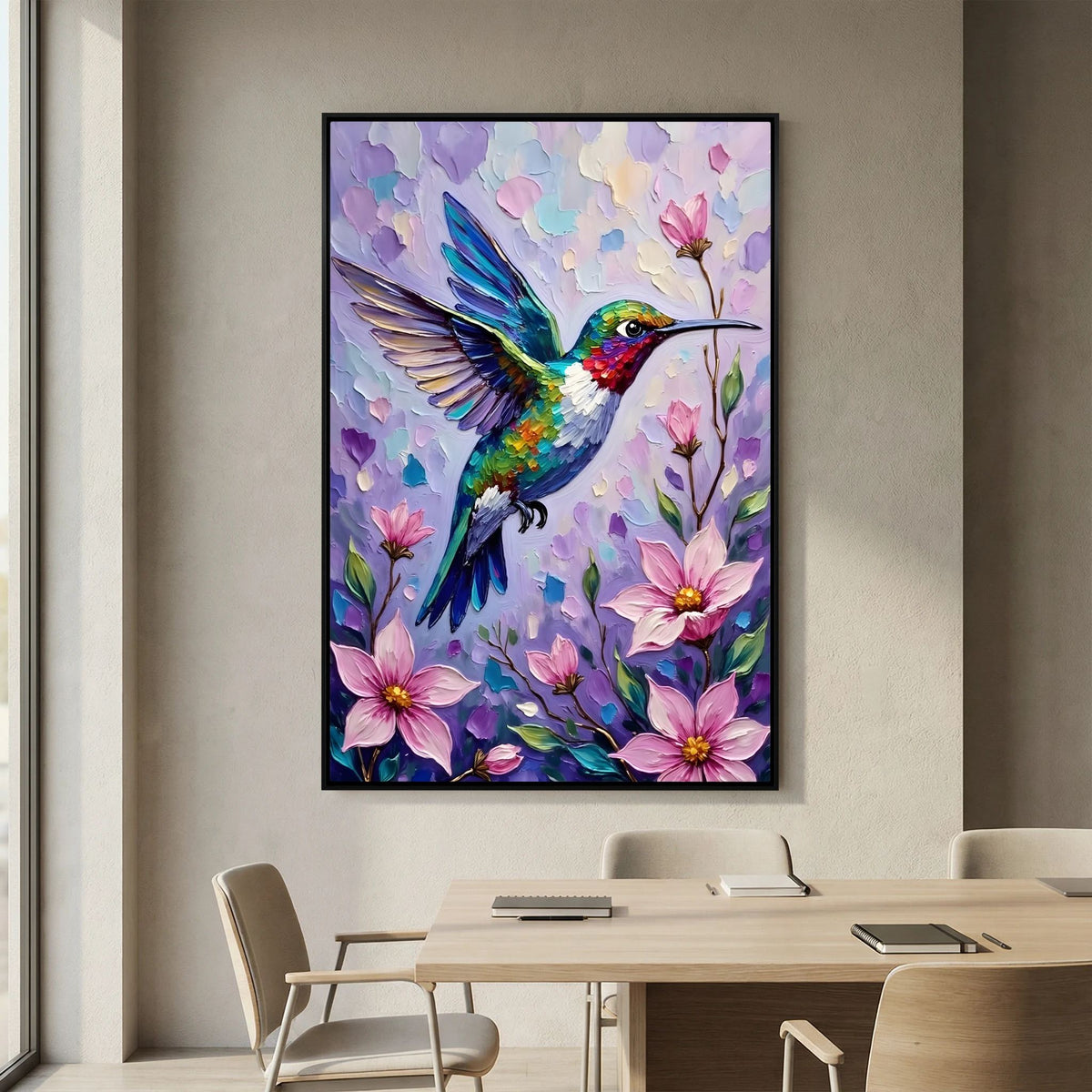 Humming Bird Abstract Wall Art Oil Style Canvas