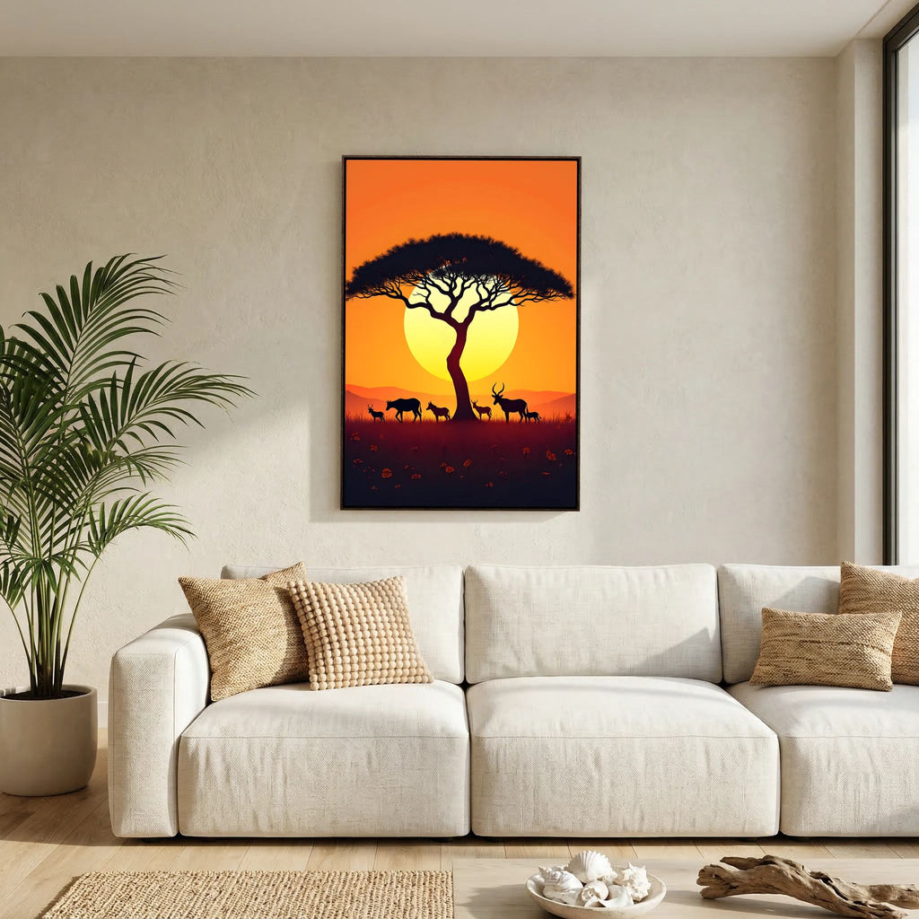 African Planes At Dusk Wall Canvas
