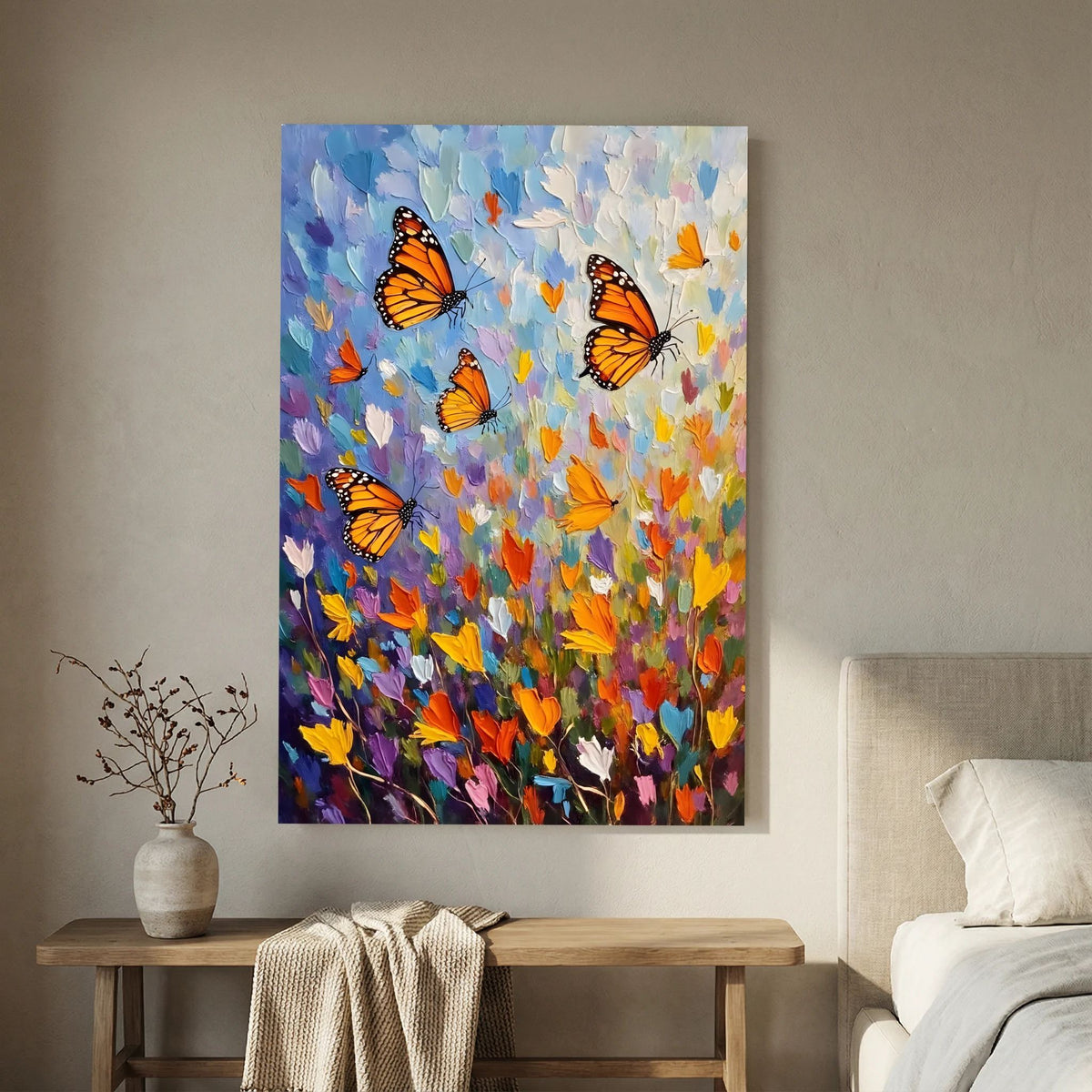 Monarch Butterfly Abstract Wall Canvas Oil Style