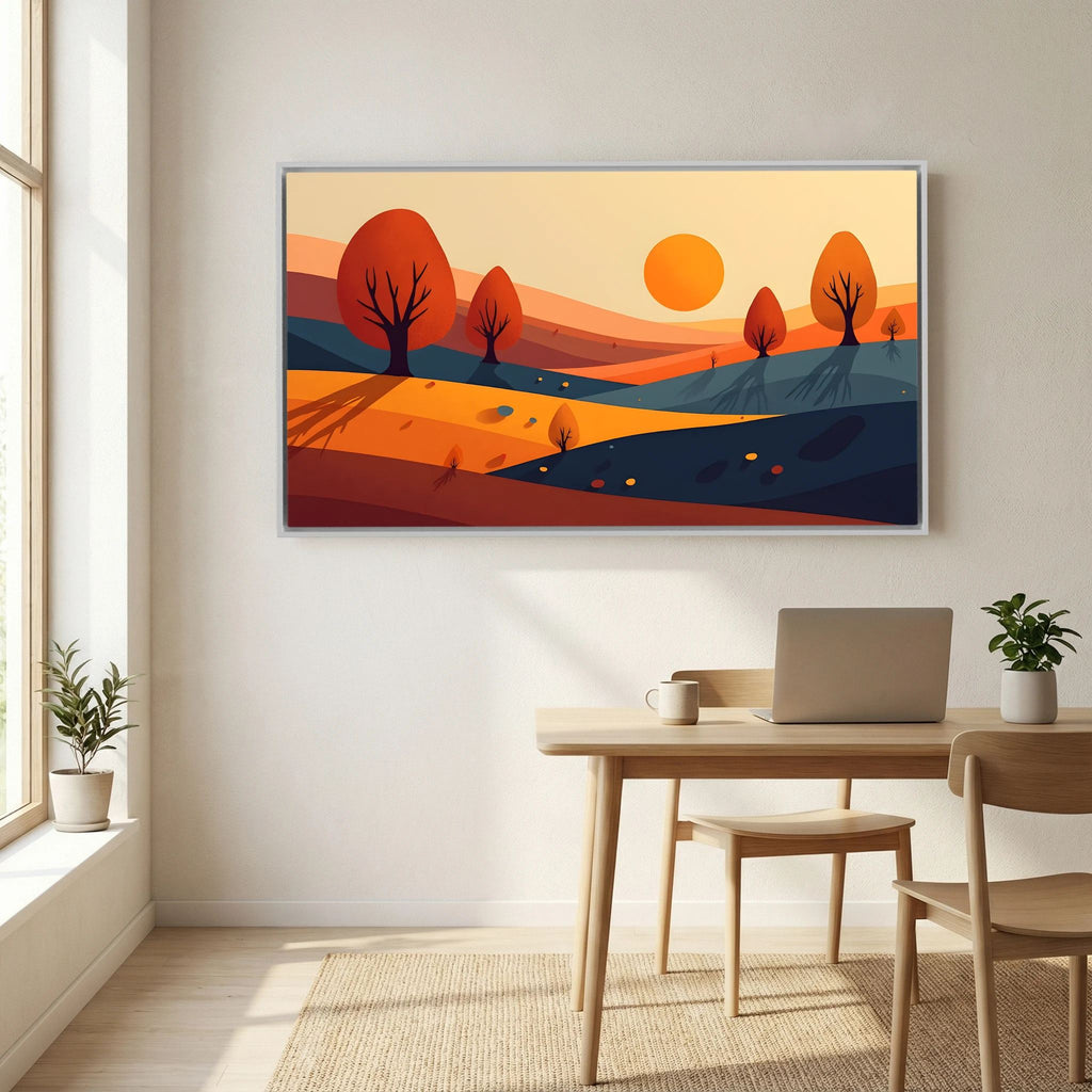 Autumn Trees At Sunset Abstract Wall Art