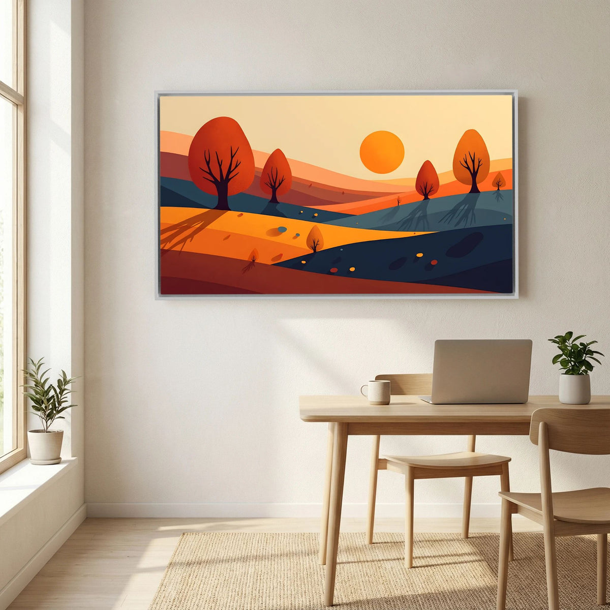 Autumn Trees At Sunset Abstract Wall Art