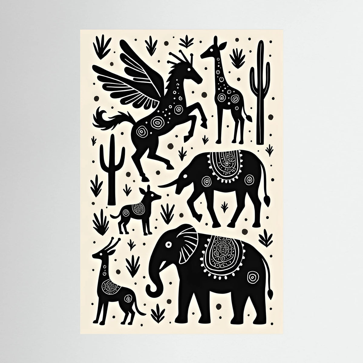 Mystical African Animal Canvas Wall Art