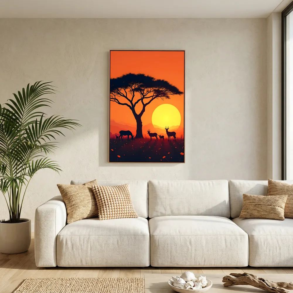 Sunset Abstract Of African Planes Wall Canvas