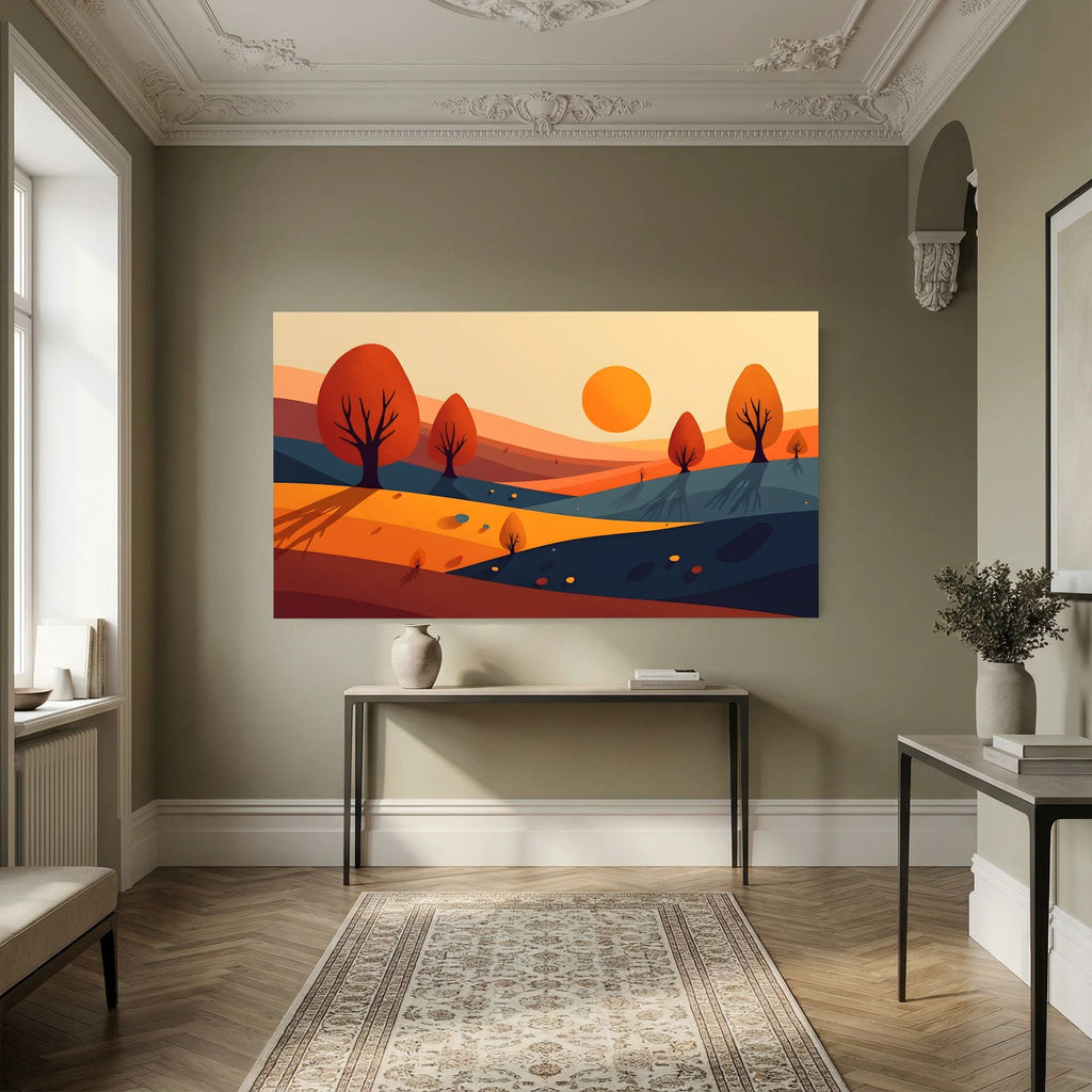 Autumn Trees At Sunset Abstract Wall Art