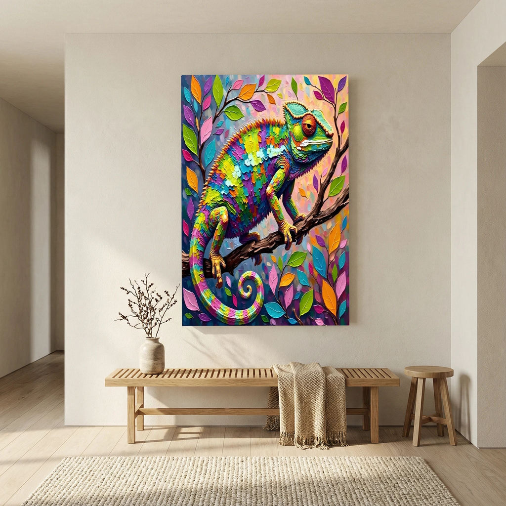 Vibrant Multi-colour Chameleon Bold Abstract Oli Style Wall Canvas