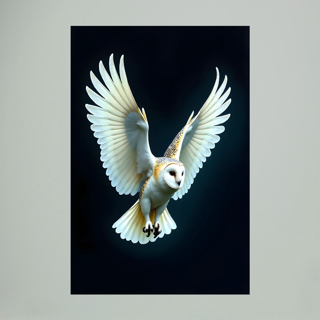 Exquisite  Barn Owl In Flight Print Minimalist Wall Canvas