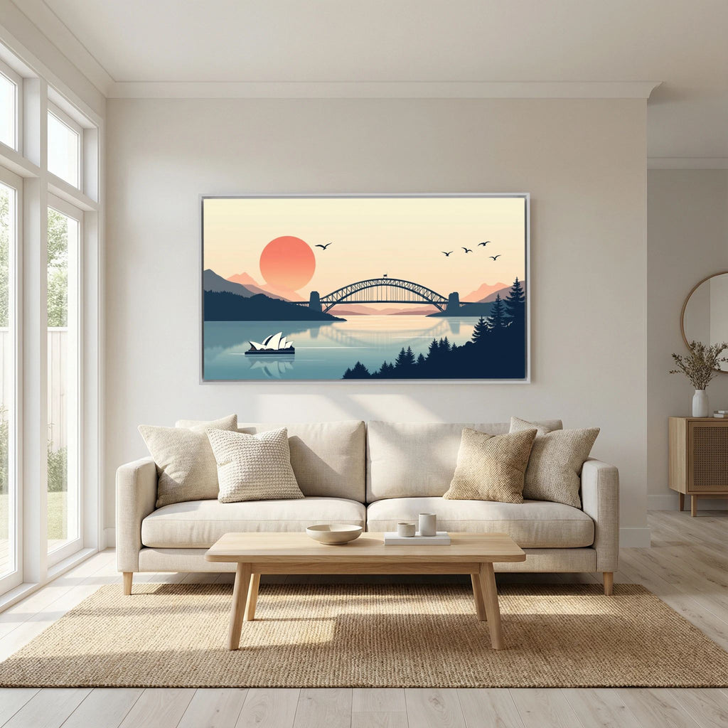 Abstract Sydney Harbour Boat At Sunset