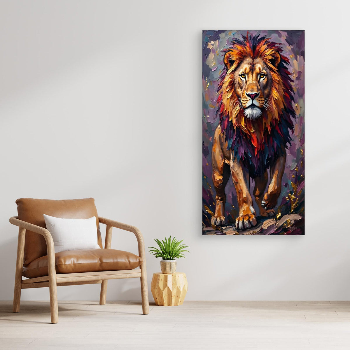 Abstract Lion Minimalist Oil Style