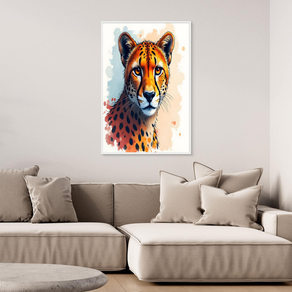 Abstract Cheetah Minimalist Ink Style Canvas