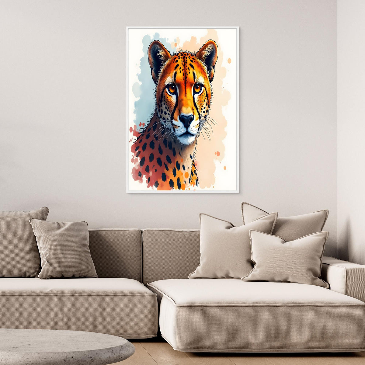 Abstract Cheetah Minimalist Ink Style Canvas