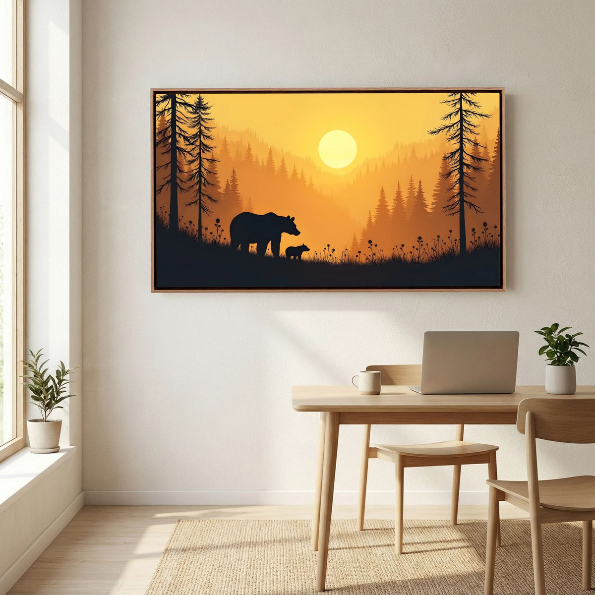 Bears In The Alaskan Wilderness At Sunset Abstract Canvas