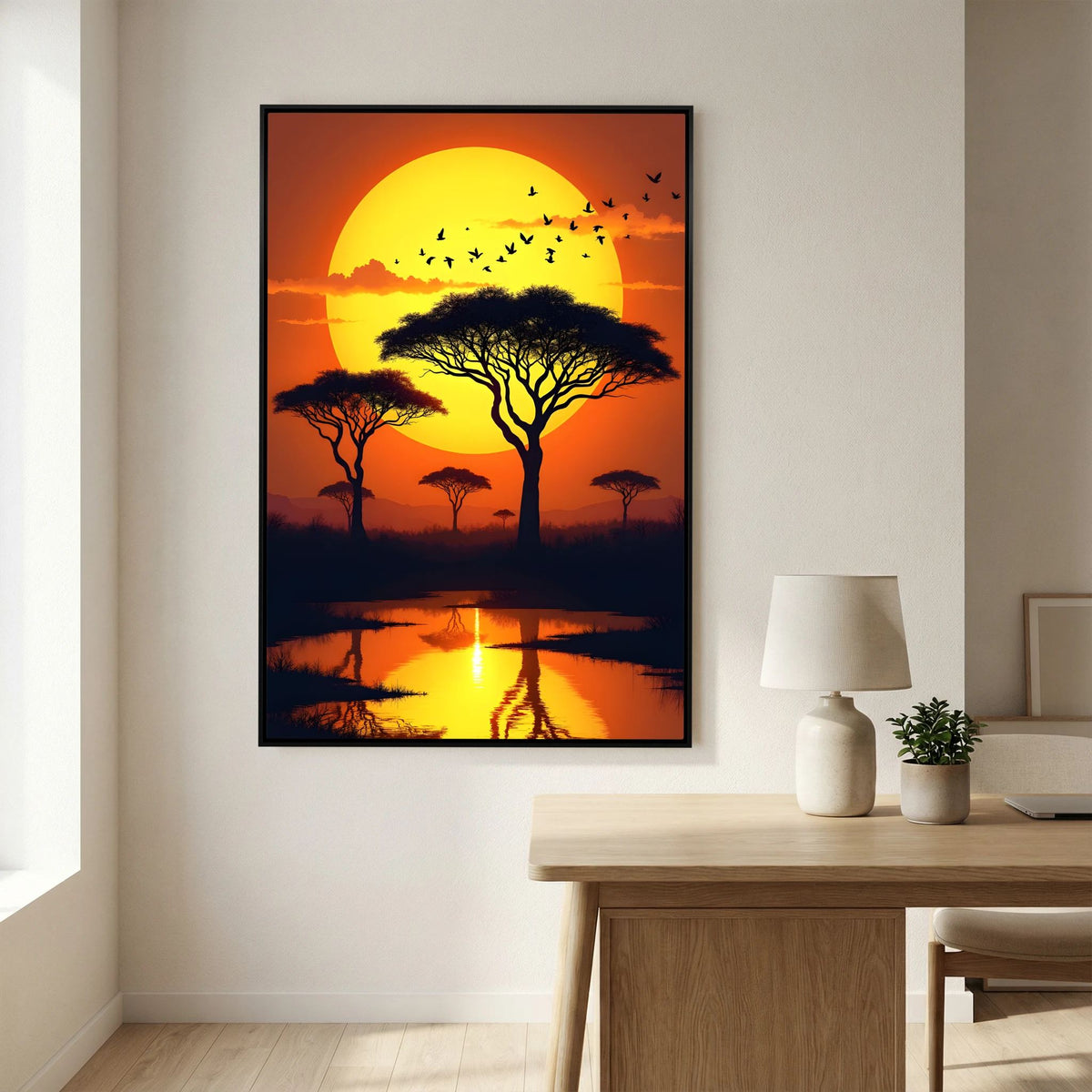 Sunset On The African Planes Acacia Trees Canvas Print