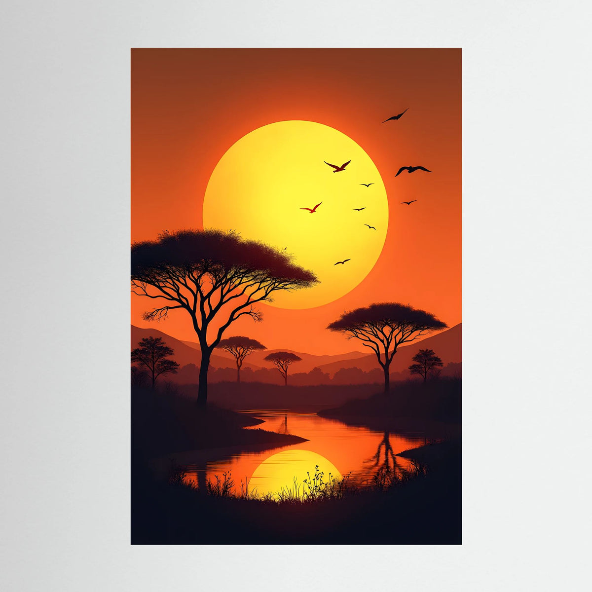 Acacia Trees At Sunset Canvas Wall Art