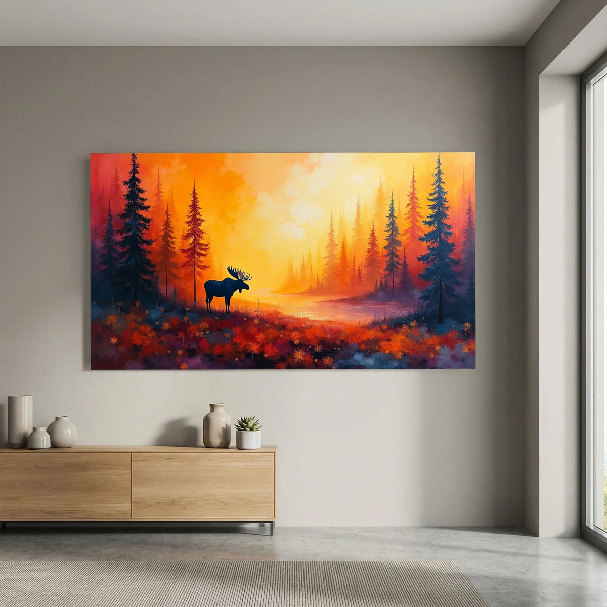 Moose At Sun Down In The Wilderness Wall Canvas
