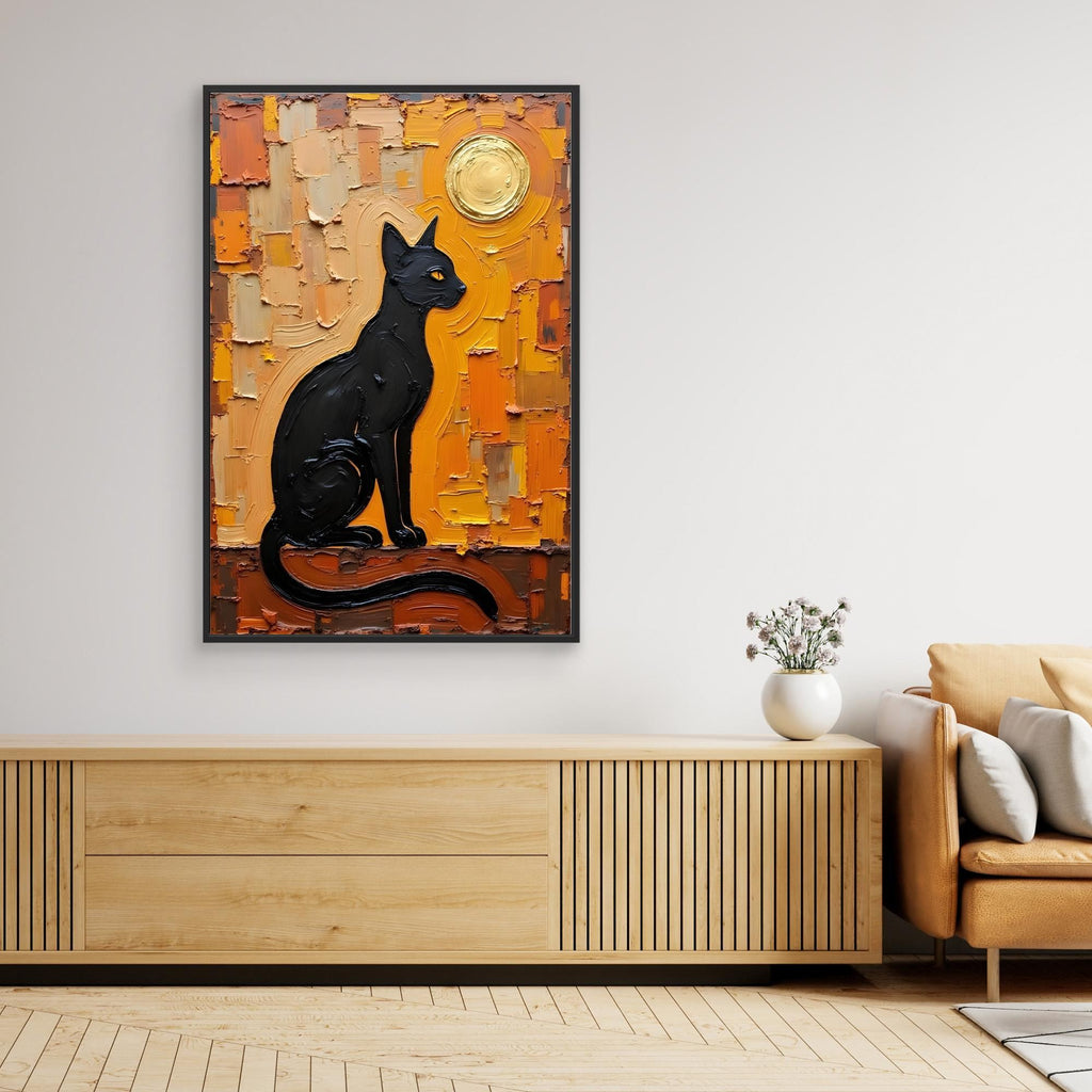 Domestic Cat Abstract Oil Style Canvas Minimalist Wall Decor