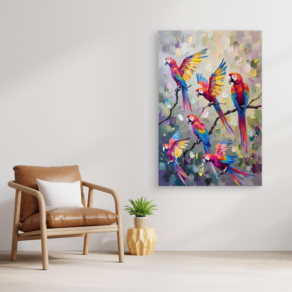 Macaw Abstract Oil Style Canvas Great Gift Idea 