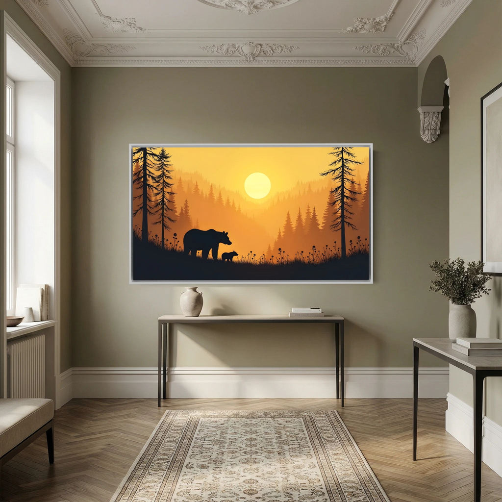 Bears In The Alaskan Wilderness At Sunset Abstract Canvas