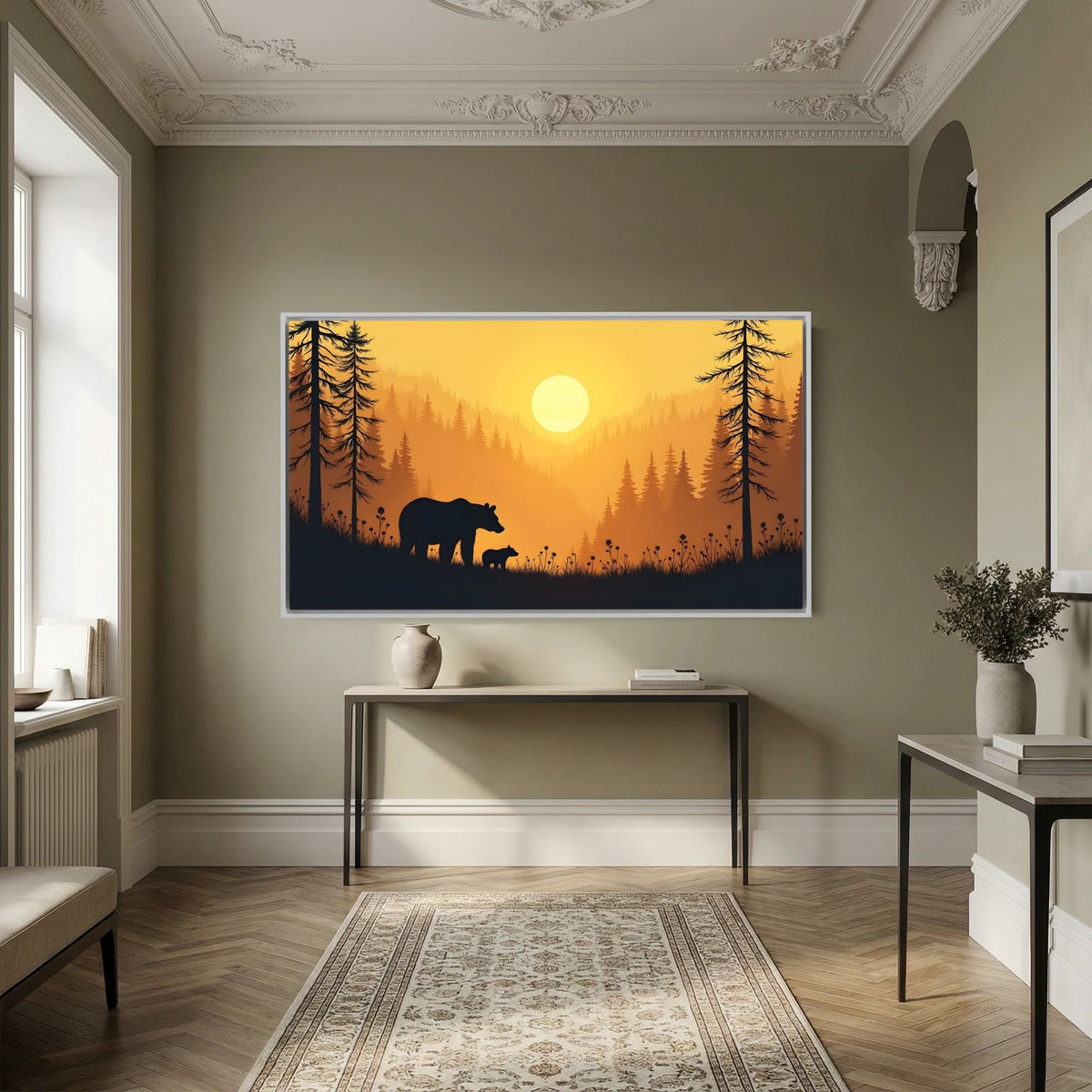 Bears In The Alaskan Wilderness At Sunset Abstract Canvas
