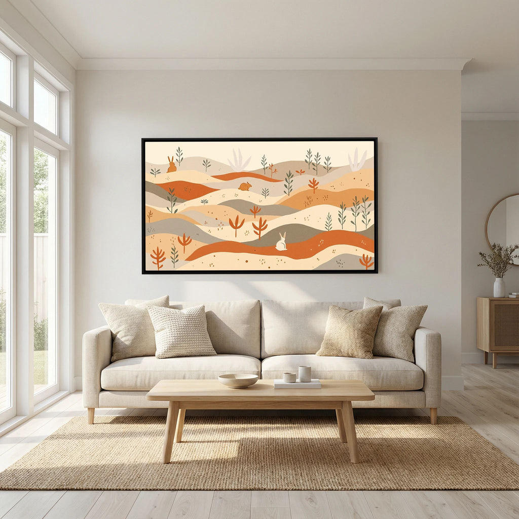 Rabbits On The Pastures Wall Canvas
