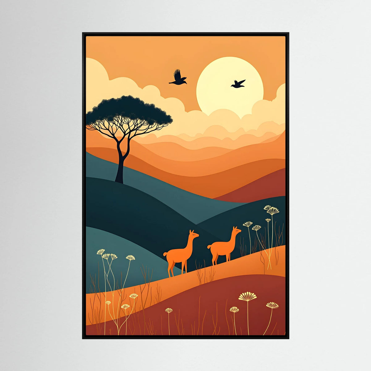 Duo Of Alpaca Abstract Wall Canvas