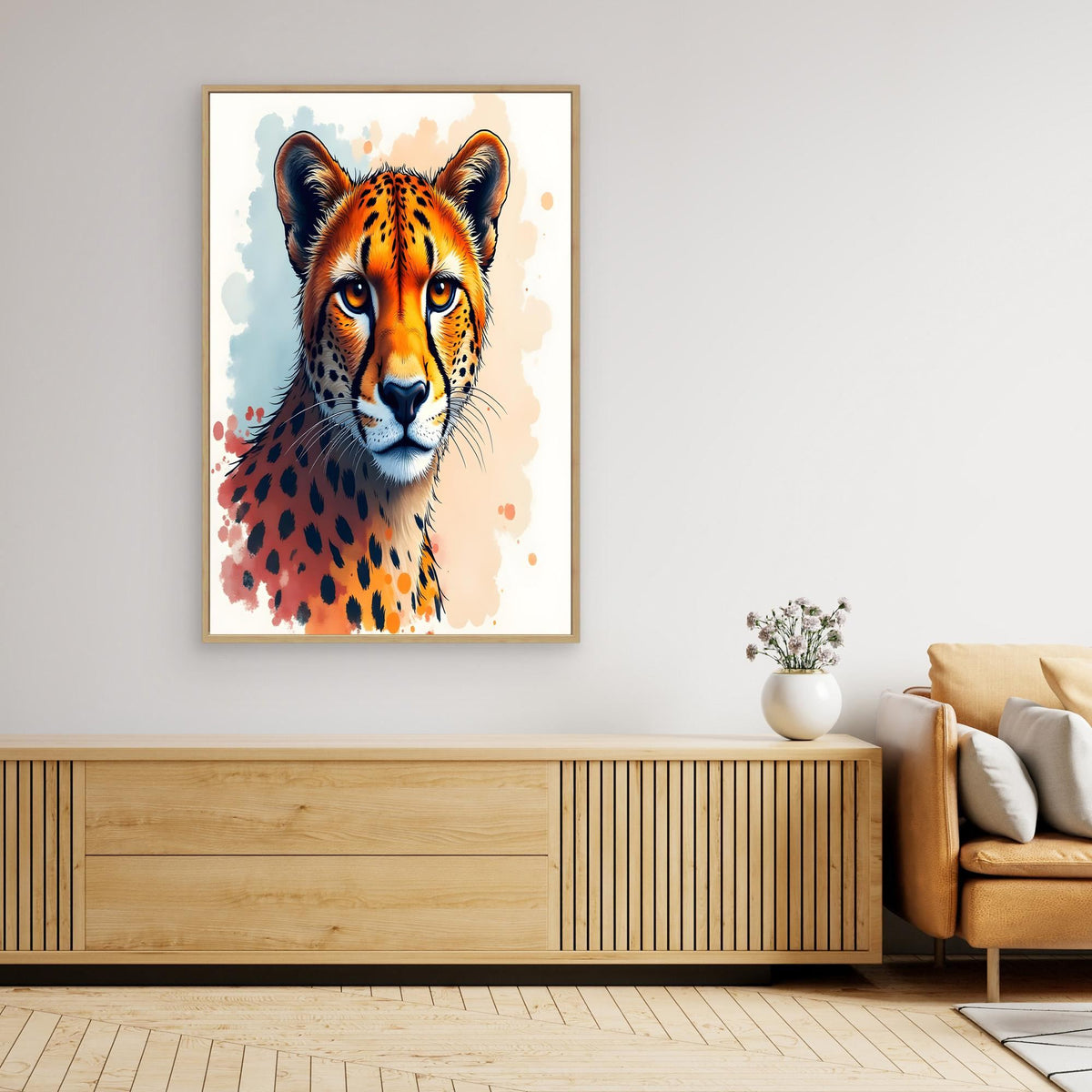 Abstract Cheetah Minimalist Ink Style Canvas