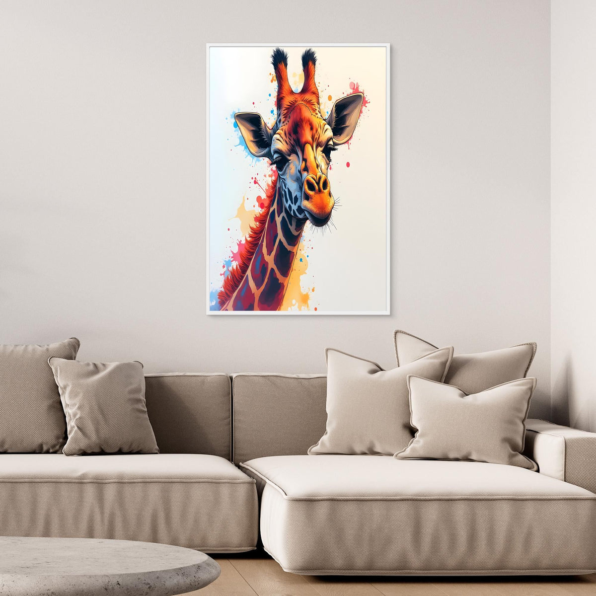 Abstract Giraffe Canvas Minimalist Ink Style