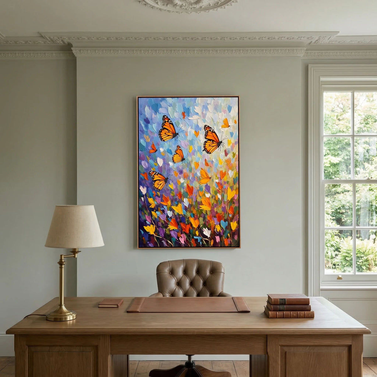 Monarch Butterfly Abstract Wall Canvas Oil Style