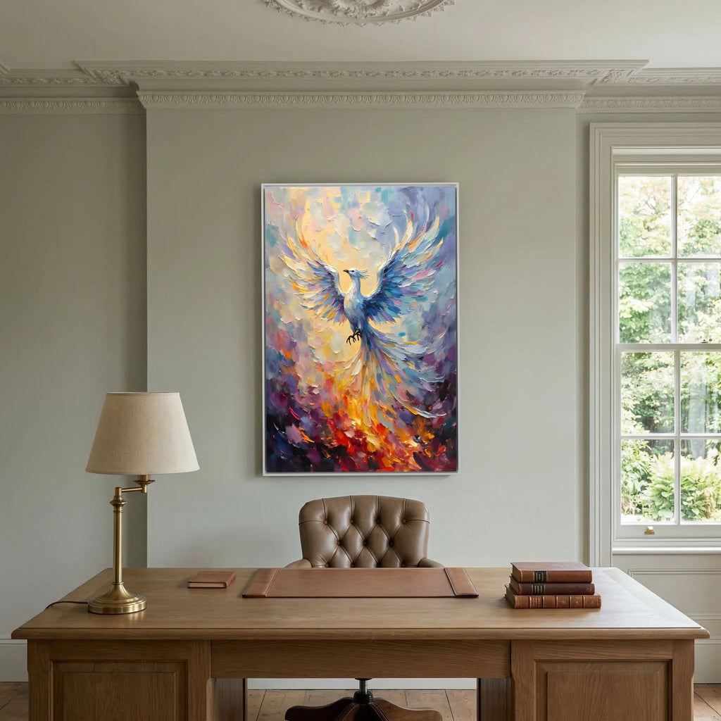 Phoenix In Flight Vibrant Majestic Minimalist Oil Style Decor