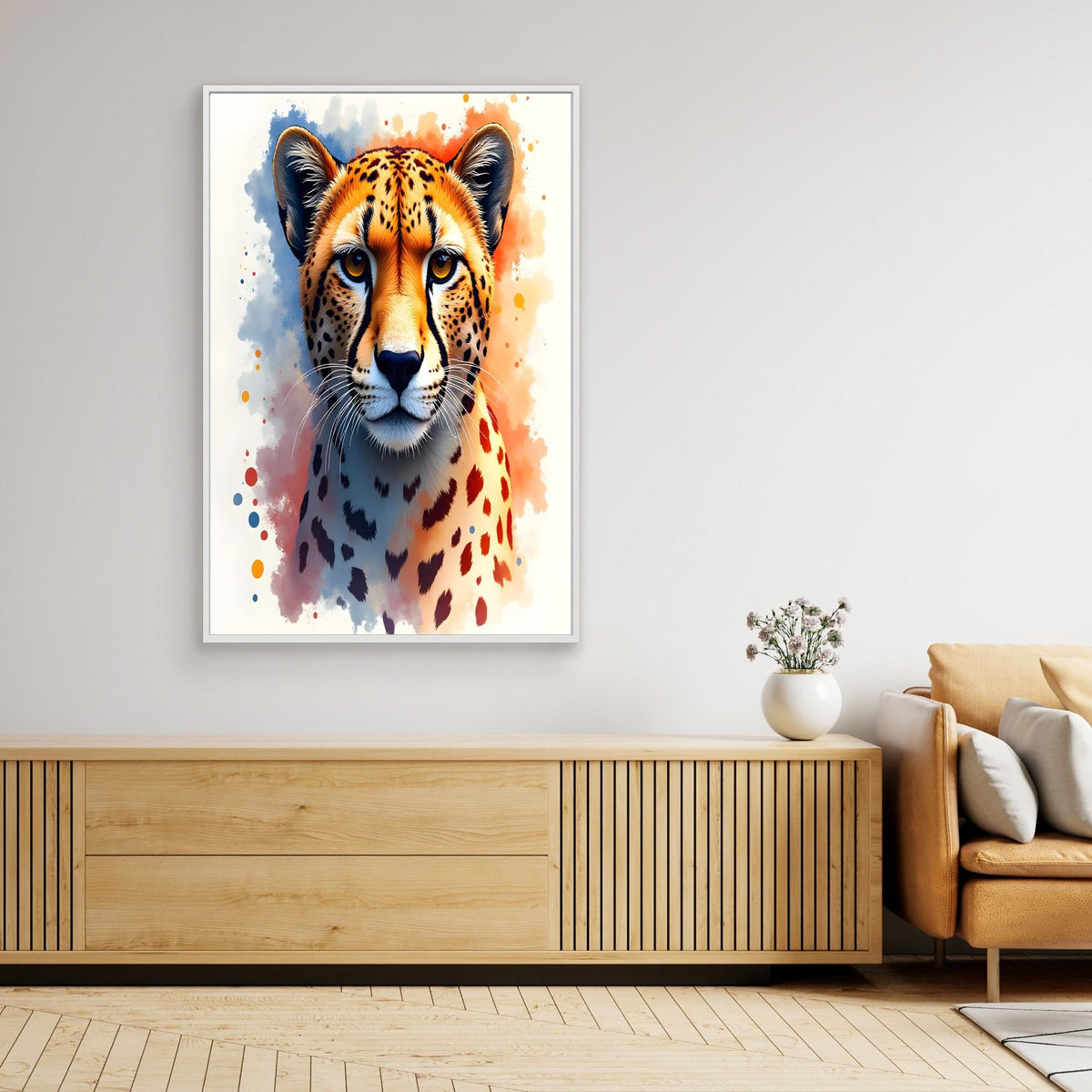 Abstract Cheetah Minimalist Ink Style 