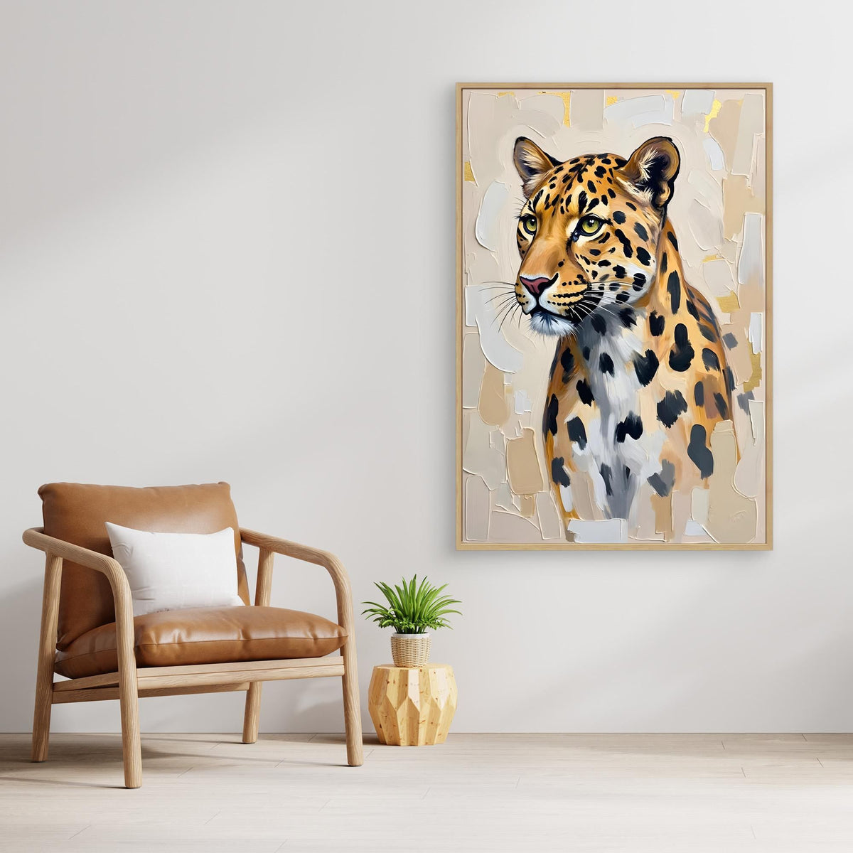 Leopard Oil Style Abstract Minimalist Wall Decor Muted Colours
