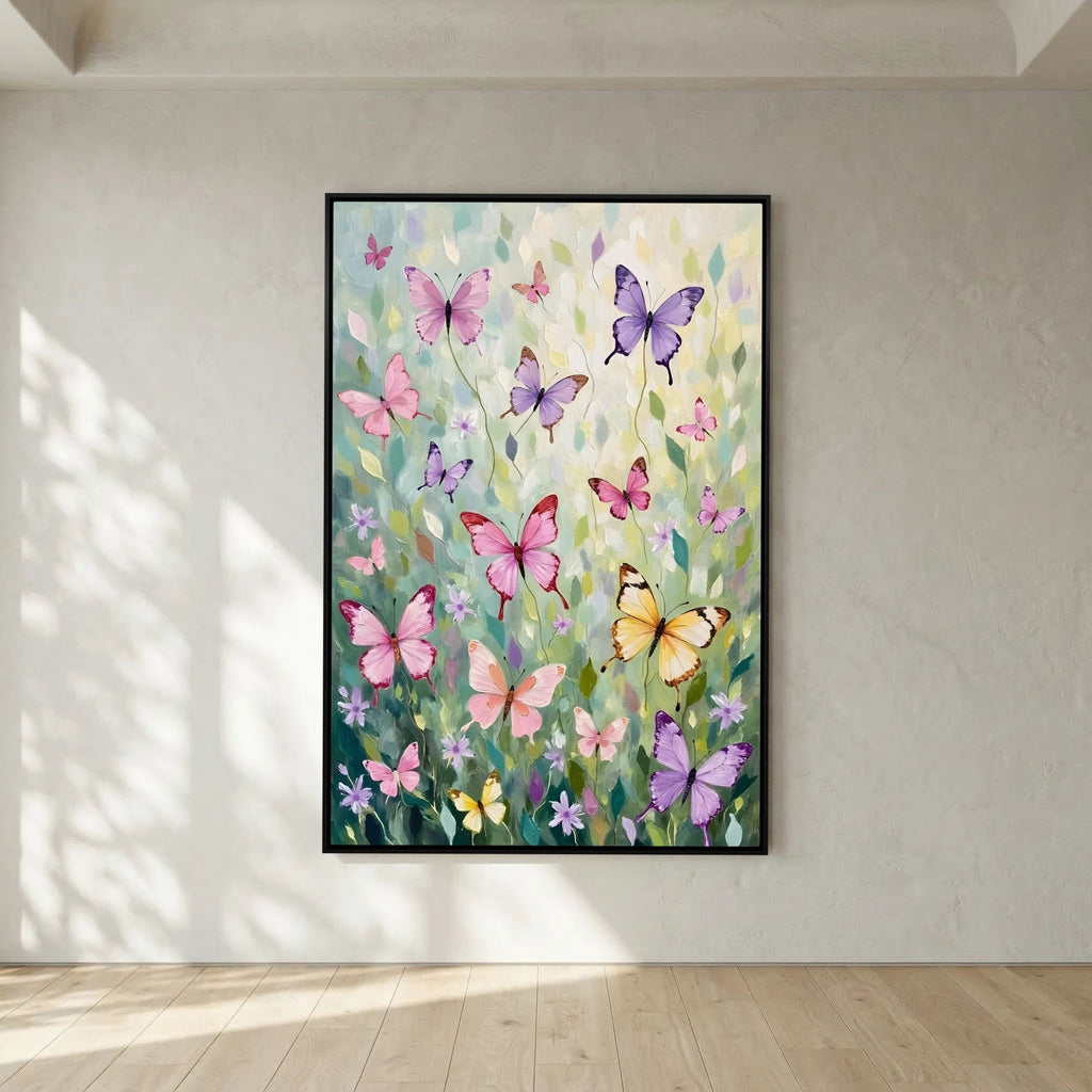 Butterfly Wall Art Pastel Colours Minimalist Abstract Canvas
