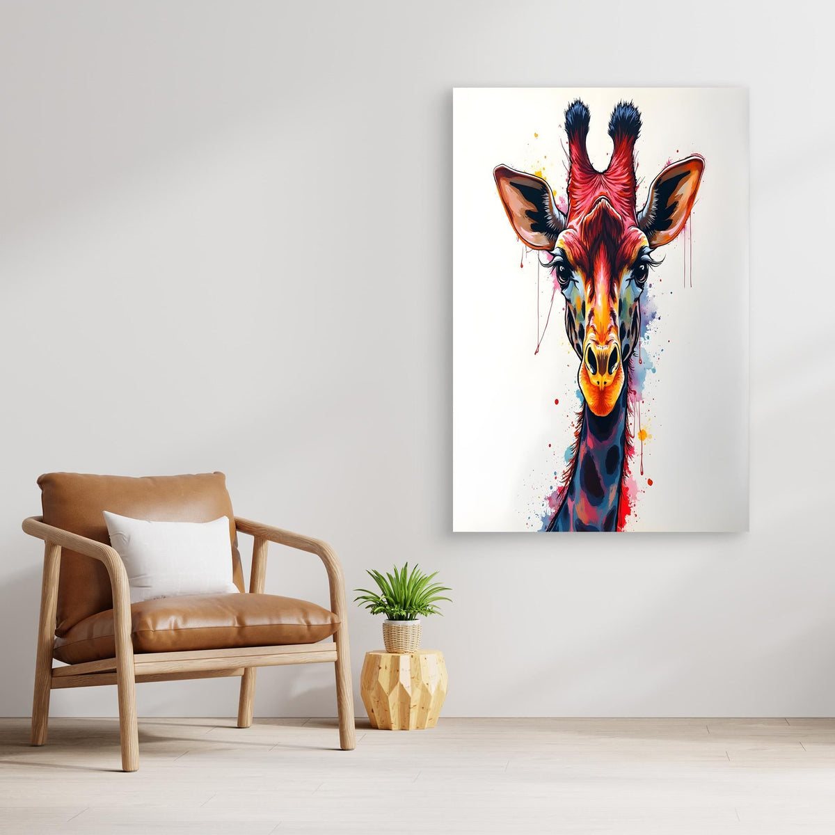 Giraffe Wall Art Minimalist Ink Style