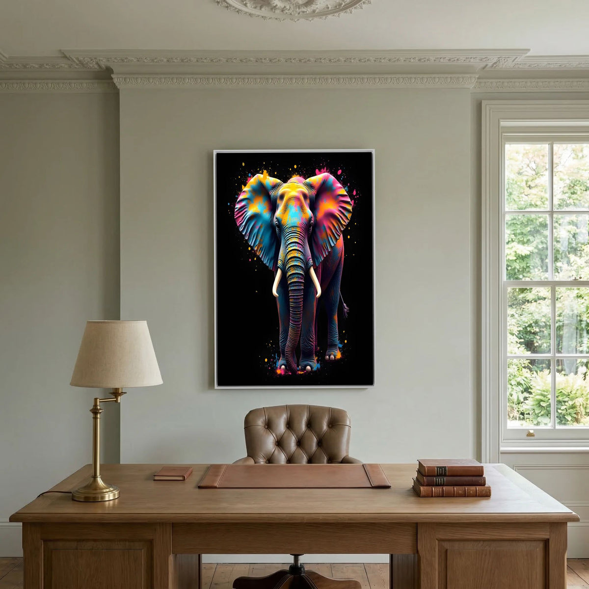 Abstract Elephant Canvas Wall Art, Modern Safari Nursery Print, Warm Toned Statement Decor, Poly-Cotton Framed Wildlife Art, Gift