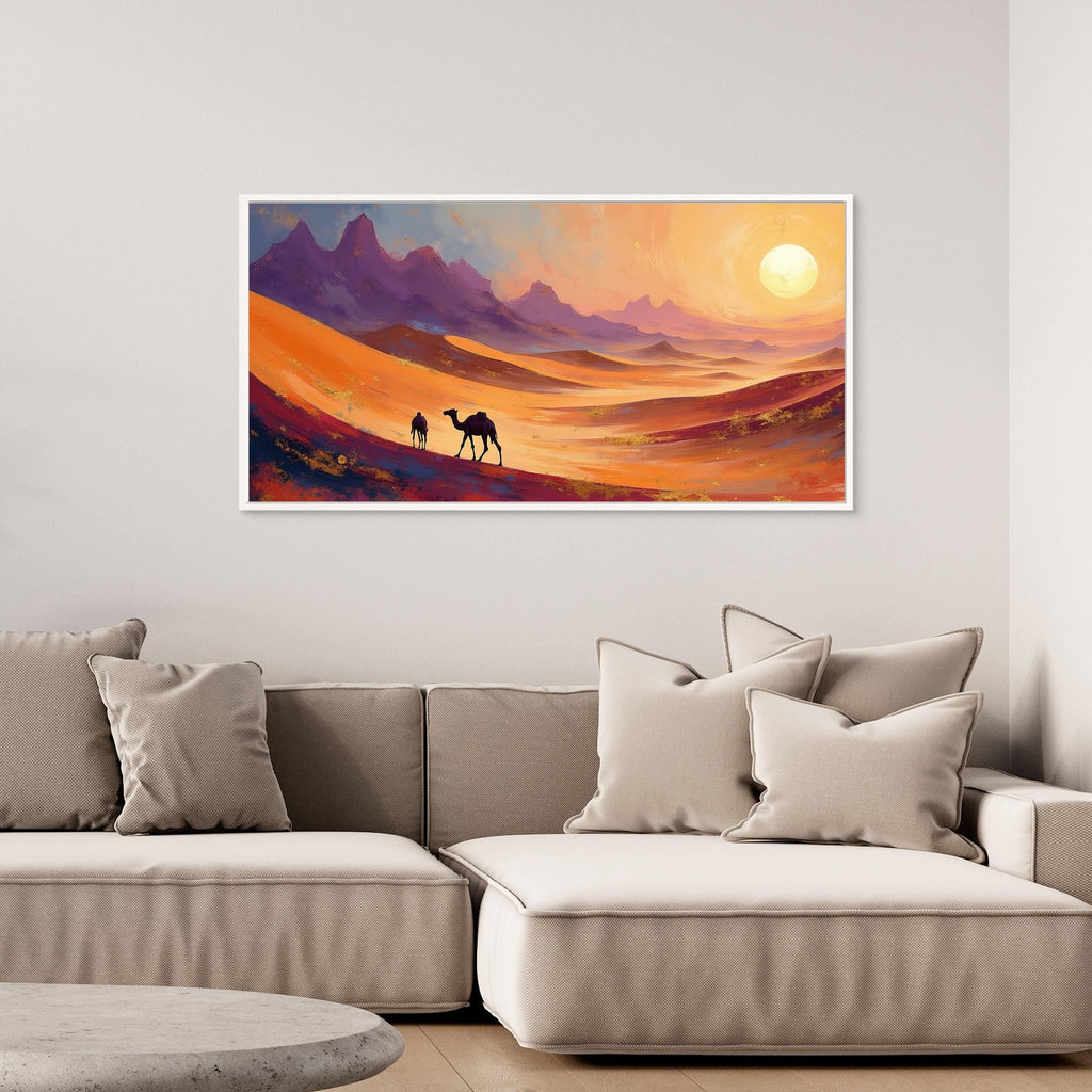 Camels In The Dessert Abstract Wall Canvas Ready To Hang