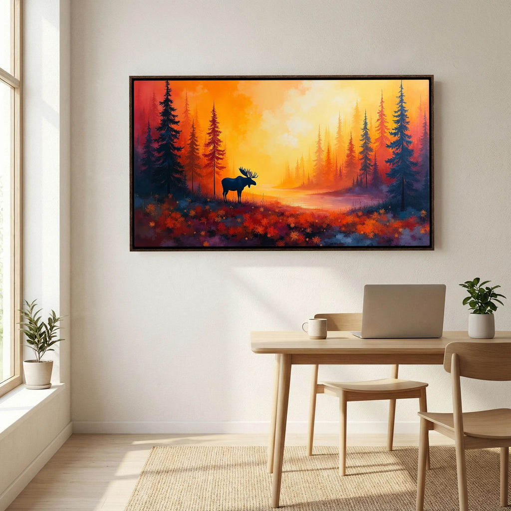 Moose At Sun Down In The Wilderness Wall Canvas