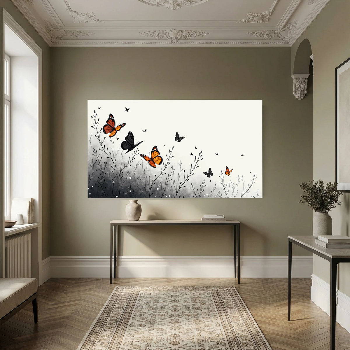 Butterfly In Flight Wall Canvas Art