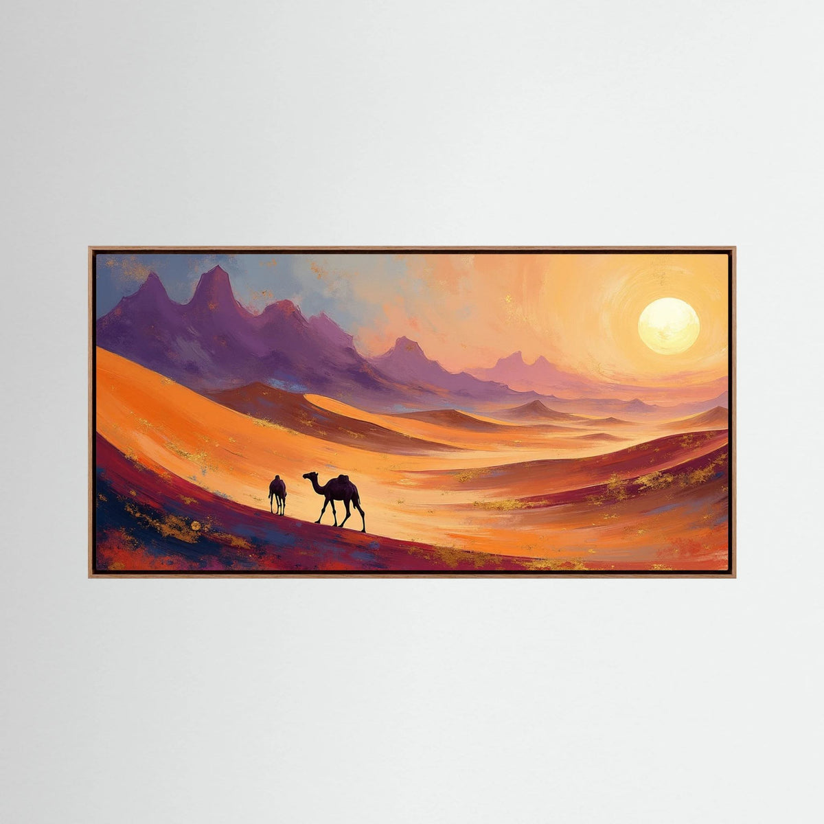 Camels In The Dessert Abstract Wall Canvas Ready To Hang