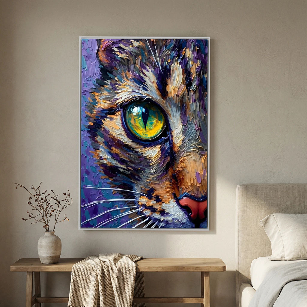 Abstract Domestic Cat Oil Style Canvas Minimalist Wall Decor