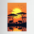 Elephants At Sunset Canvas Wall art