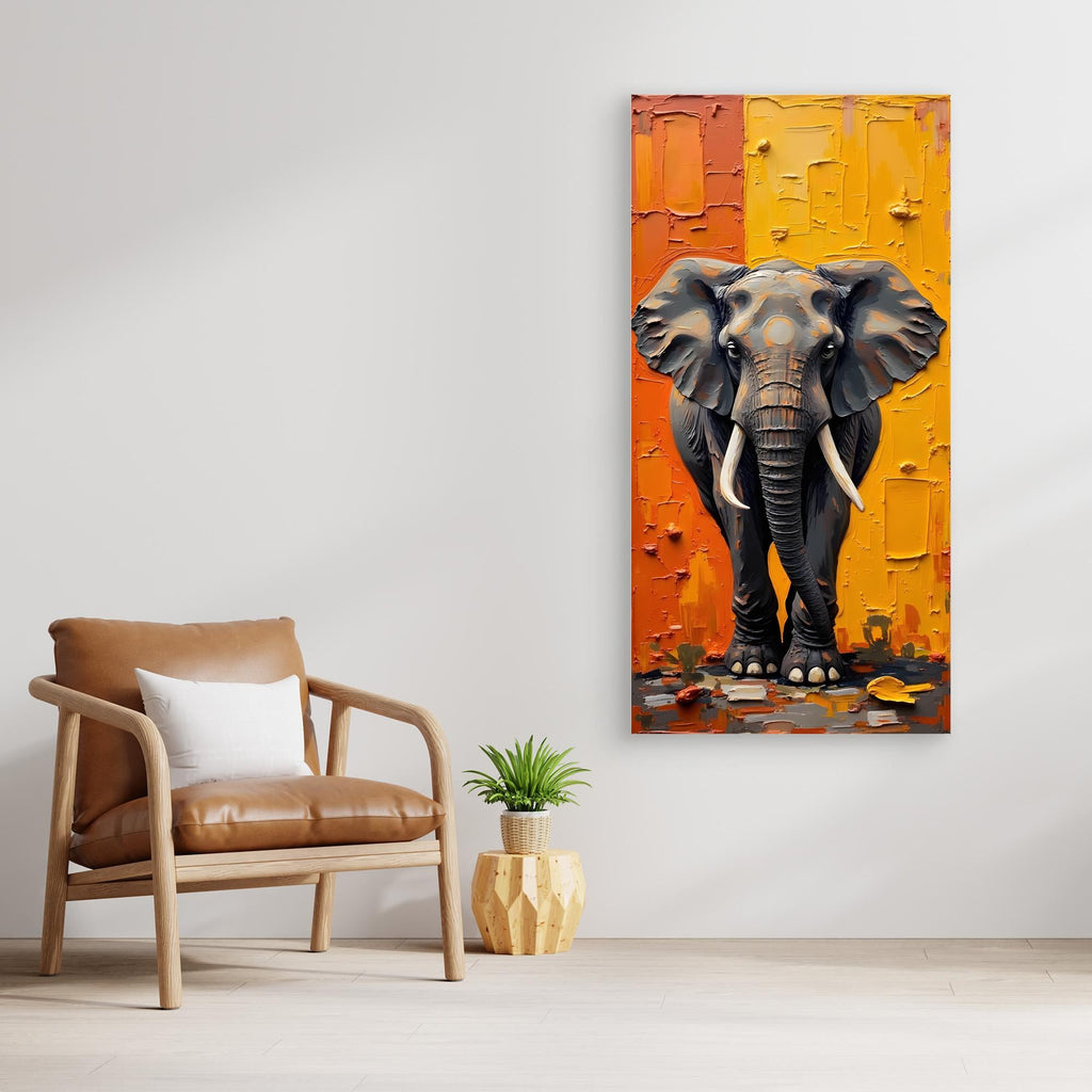 Abstract Oil Style Print of Lone Elephant