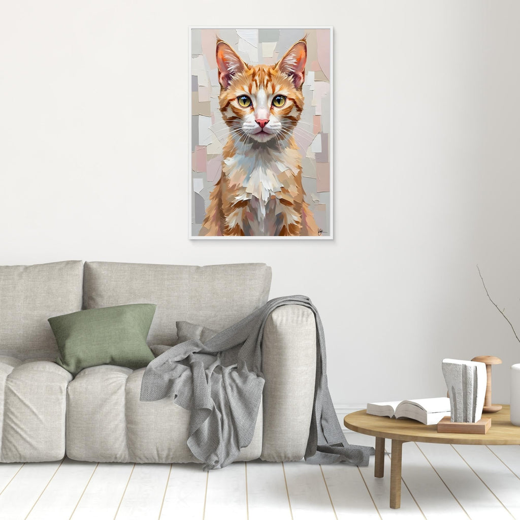 Cute Kitten Abstract Oil Style Minimalist Canvas Kids Room