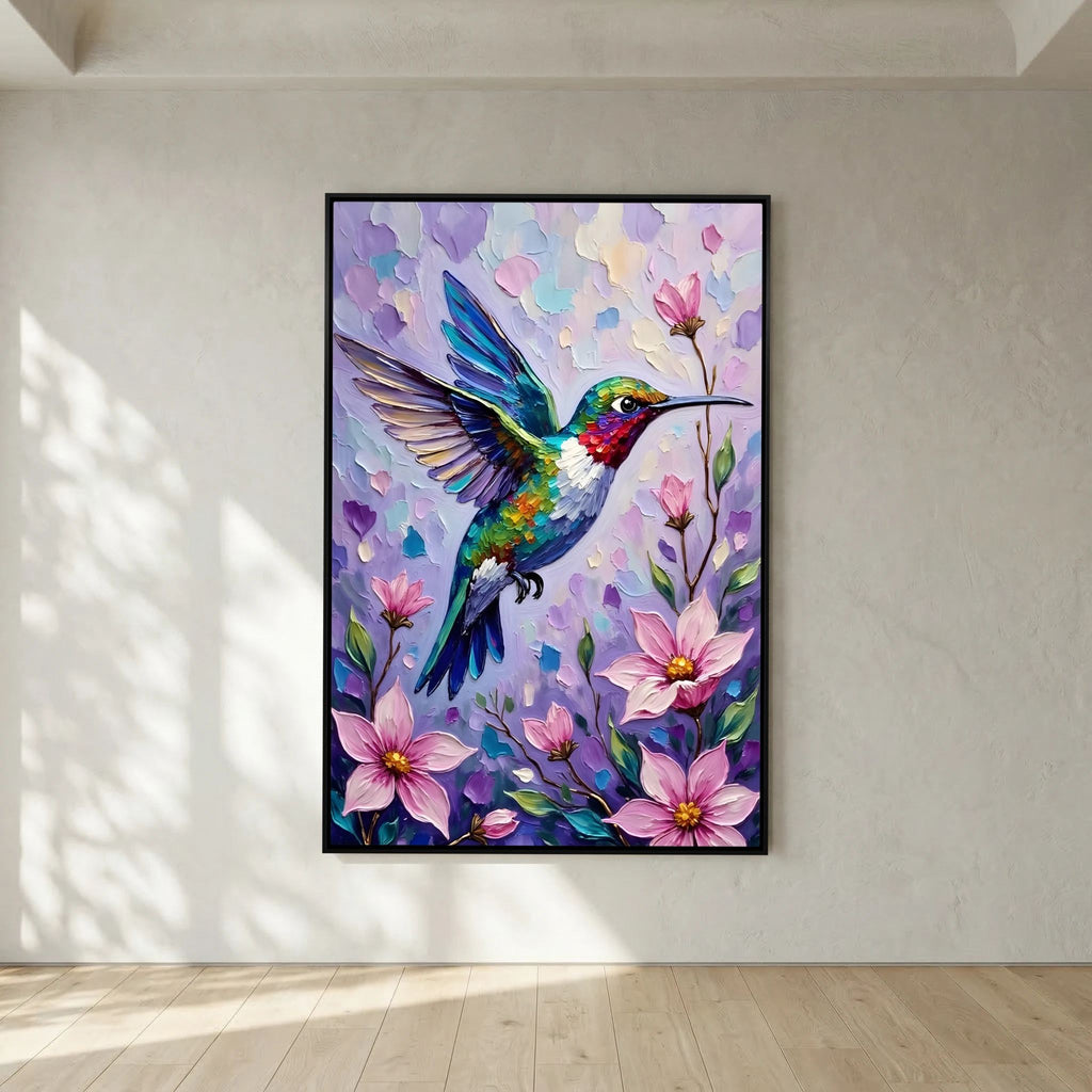 Humming Bird Abstract Wall Art Oil Style Canvas