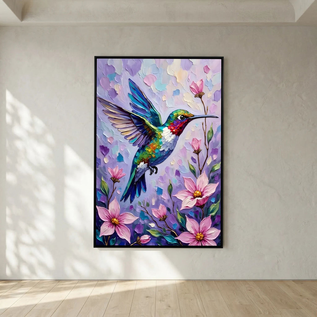 Humming Bird Abstract Wall Art Oil Style Canvas