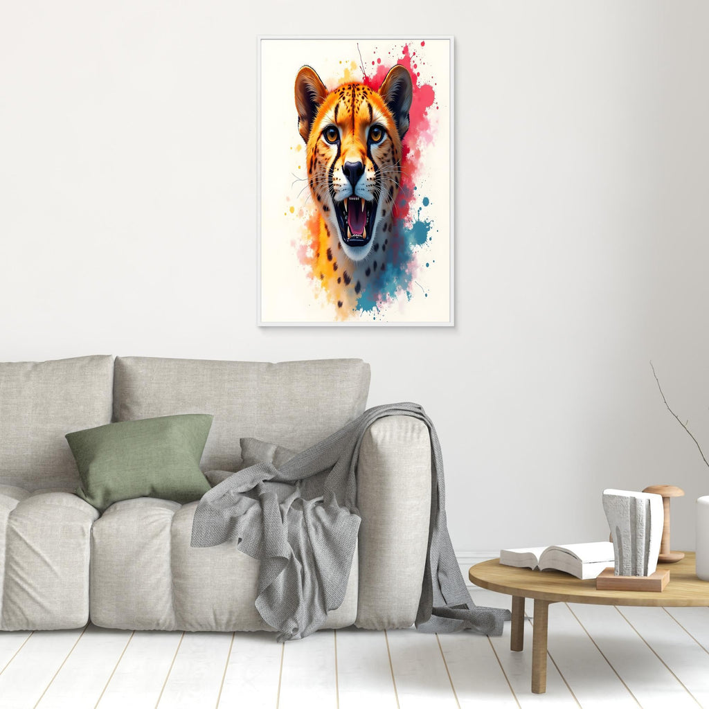 Abstract Cheetah Minimalist Ink Style Canvas