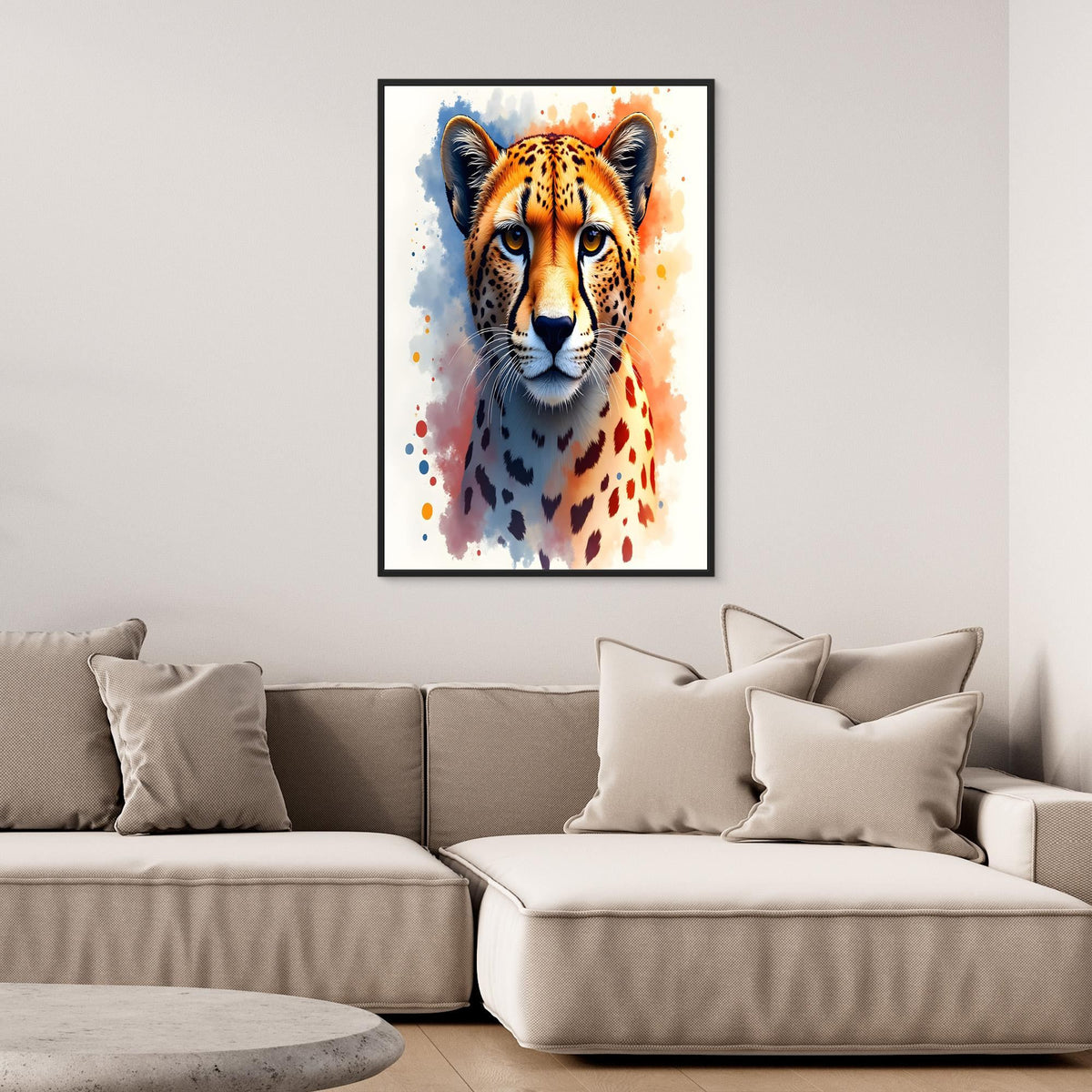 Abstract Cheetah Minimalist Ink Style 