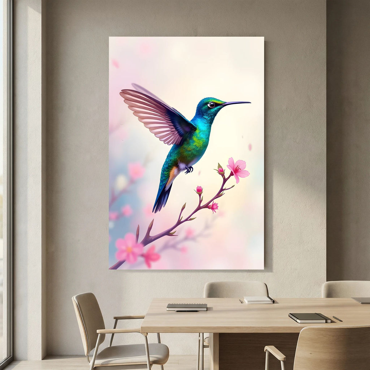 Vibrant Humming Bird Minimalist Canvas Wall Art