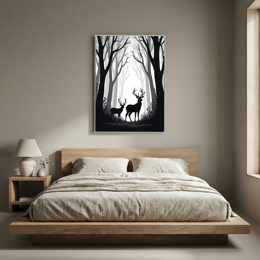 Black & White Forest Deer
