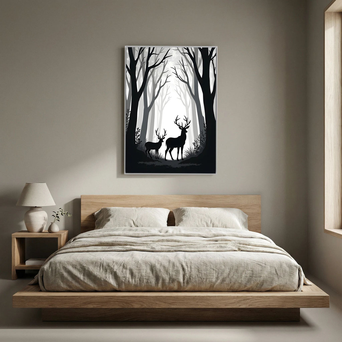 Black & White Forest Deer